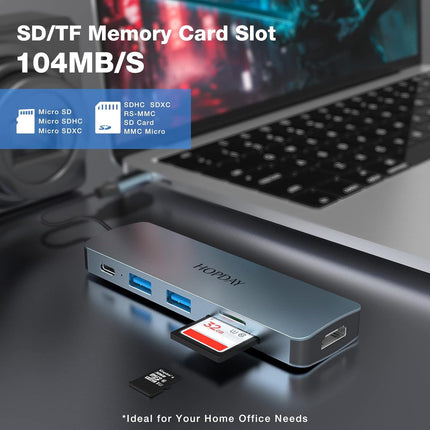 USB C Docking Station Mac Windows iPad Pro Adapter 6 in 1 with 4K HDMI SD Reader
