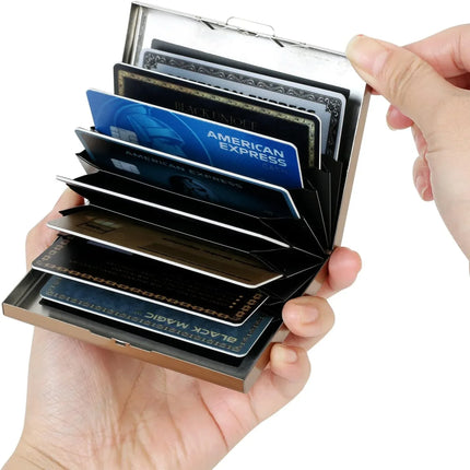 Stainless Steel Credit Card Holder RFID Blocking Slim Credit Card Case 8 Cards