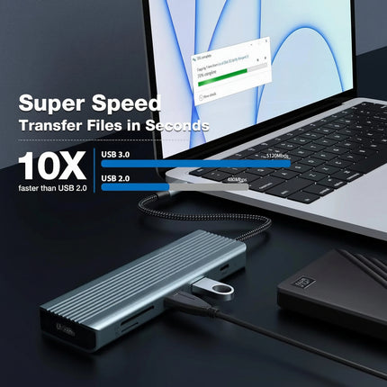 USB C Docking Station 9-in-1 with HDMI 4K SD/TF Slots USB for Mac Windows Linux