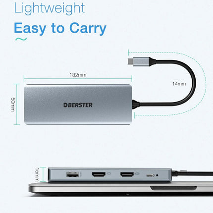 USB-C Docking Station 12-in-1 for Win/Mac with Triple Display Multi-Functional