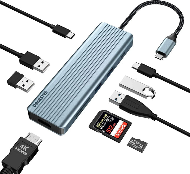USB C Docking Station 9 in 1 HDMI 4K@30Hz HDMI SD/MicroSD & More