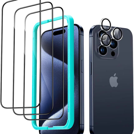 iPhone 15 Pro Max Premium Screen Protectors - 3 Pack + Lens Protector Top Class