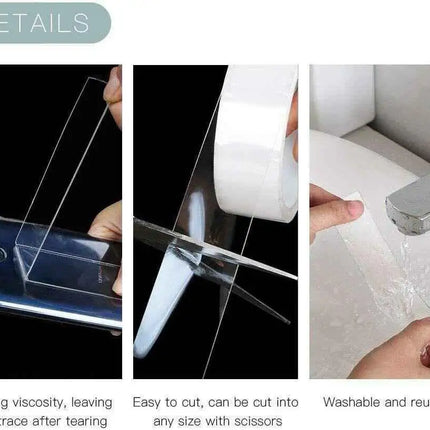 Removable Double-Sided Nano Tape - Clear Washable 8m for DIY & Home Repair 8m