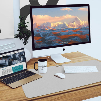 Desk Protector Waterproof Desk Pad Premium PU Leather Colour Titanium Silver