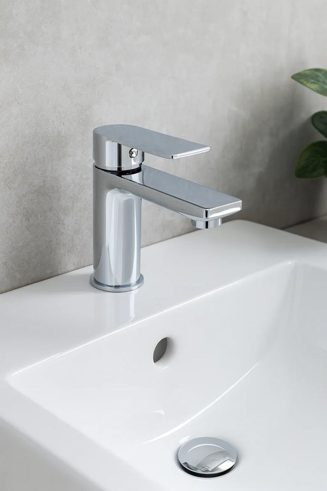 Modern Chrome Basin Mixer Tap – Single Lever Compact Modern Design Brass Core