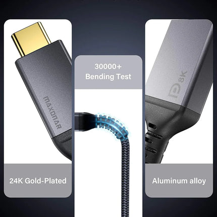 USB C to DisplayPort Adapter 8K@60Hz Thunderbolt 3 to DP Adapter HBR3 Mac & Win