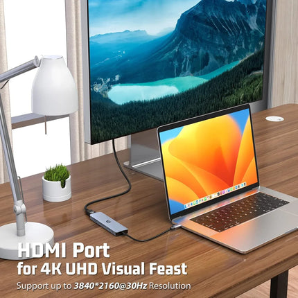 USB C Hub, 7 in 1 USB C Adapter for MacBook Air/Pro 11K HDMI Docking Station