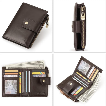Smart Anti-Theft GPS Men's Wallet RFID Blocking Trifold Cowhide Genuine Leather
