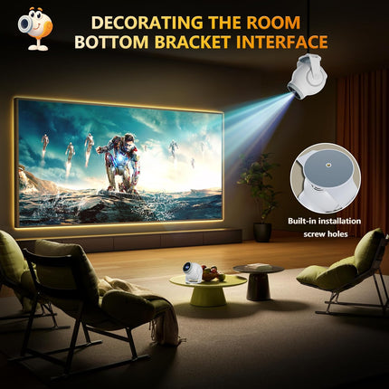 8K Android 14.0 Mini Smart Projector with Wi-Fi 6 and Bluetooth 5.4 450 ANSI