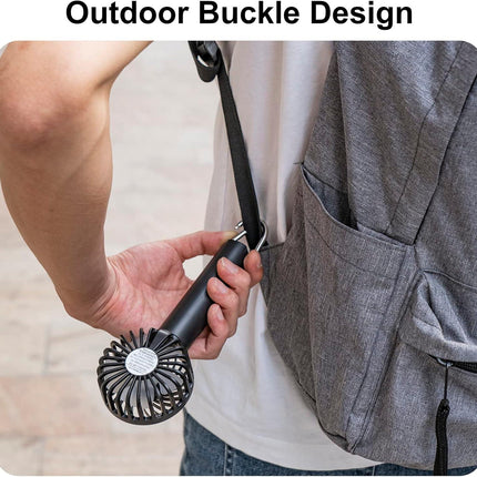 Portable Hand-held Fan Mini Fan Cooling USB Rechargeable 3 Speed With Clip Black