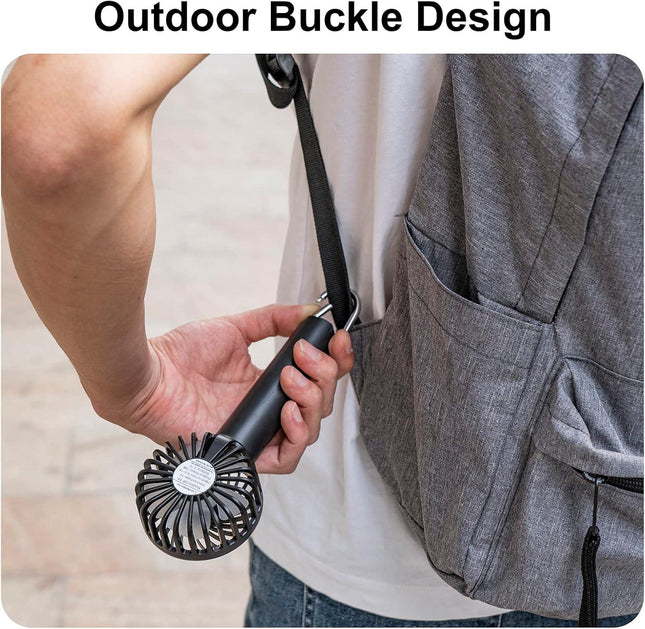 Portable Hand-held Fan Mini Fan Cooling USB Rechargeable 3 Speed With Clip Black