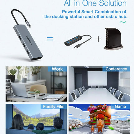 USB-C Docking Station 12-in-1 for Win/Mac with Triple Display Multi-Functional