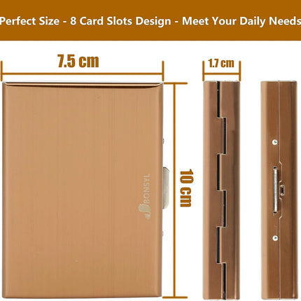 Stainless Steel Credit Card Holder RFID Blocking Slim Credit Card Case 8 Cards
