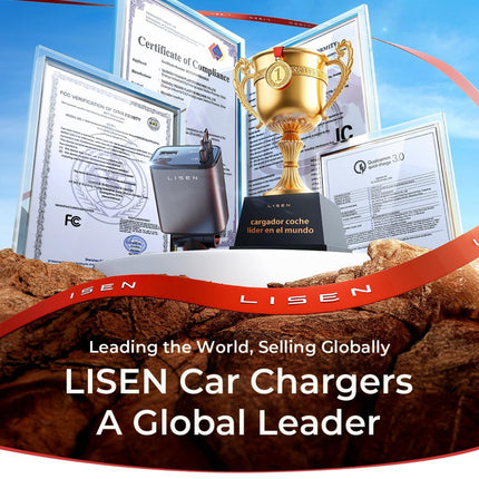 LISEN Retractable USB C 84W Car Charger for iPhone Samsung iPad Fast Charge