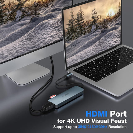 USB C Docking Station Mac Windows iPad Pro Adapter 6 in 1 with 4K HDMI SD Reader