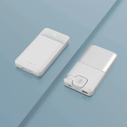 Portable Wireless Charging Station Magsafe Power Bank (3-in-1) White