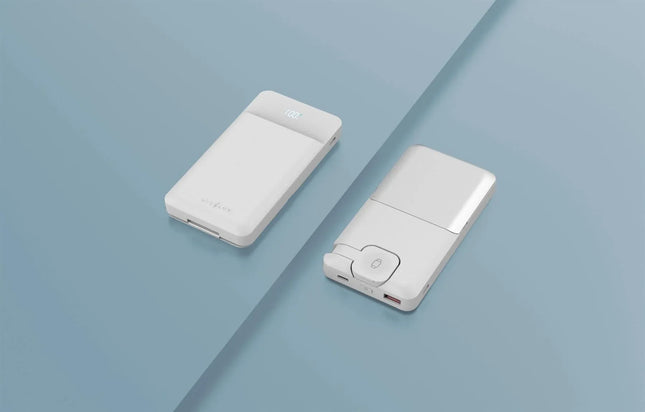 Portable Wireless Charging Station Magsafe Power Bank (3-in-1) White