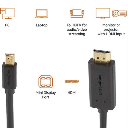 Mini DisplayPort to HDMI Cable Works With MacBook, MS Surface Dock 0.9m/3ft