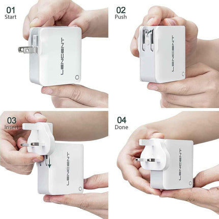 USB Charger 4 Ports Worldwide Universal Adapters Includes UK EU US AUS 22W/5V