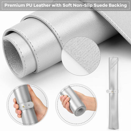 Desk Protector Waterproof Desk Pad Premium PU Leather Colour Titanium Silver