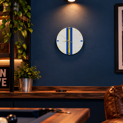 3D Designed Wall Clock in Famous of Colours White Yellow & Blue Quartz Movement