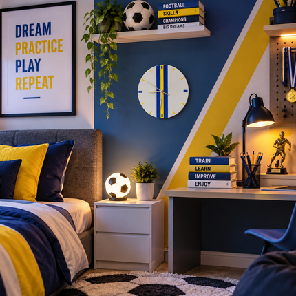 3D Designed Wall Clock in Famous of Colours White Yellow & Blue Quartz Movement