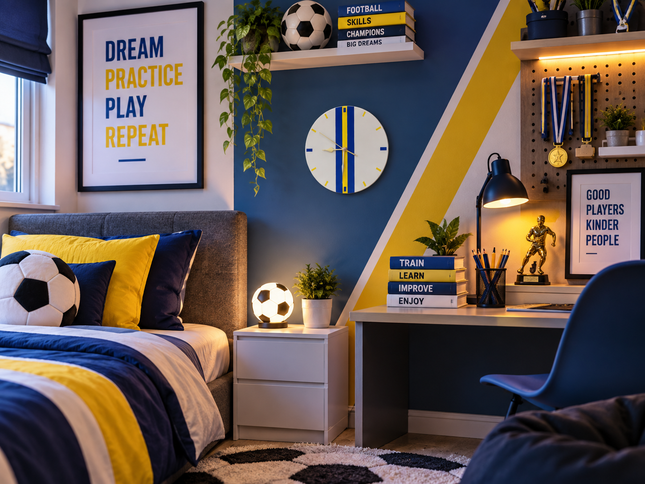 3D Designed Wall Clock Leeds United Colours White Yellow & Blue Quartz Movement