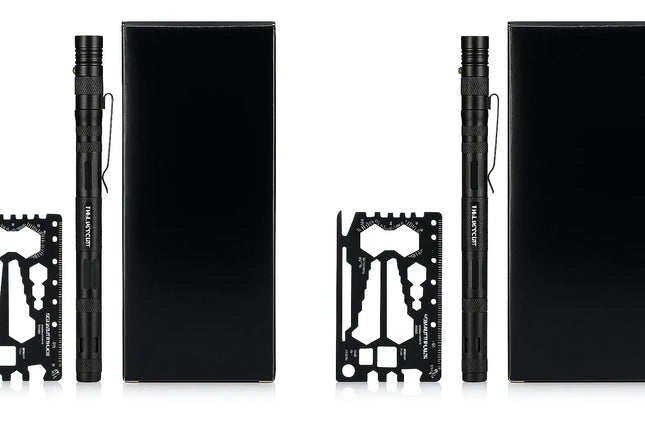Tactical Pen Multi-Function 9-in-1 Including Aluminium Wallet Card Tool 2 Pack