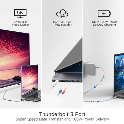 MacBook Docking Station Premium Aluminium Alloy 8-in-2 Hub for Pro & Air Opened