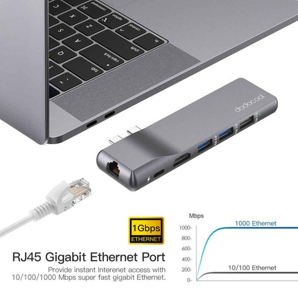 MacBook Docking Station Premium Aluminium Alloy 8-in-2 Hub for Pro & Air Opened