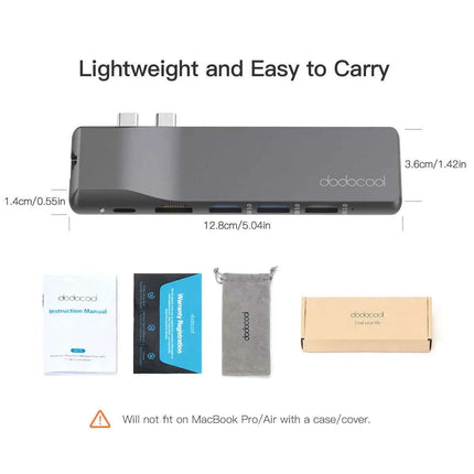 MacBook Docking Station Premium Aluminium Alloy 8-in-2 Hub for Pro & Air Opened