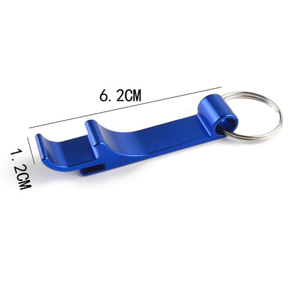 A blue metal keychain tool with a silver split ring, shown on a white background with dimension lines indicating 6.2 cm length and 1.