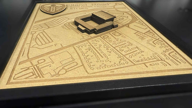 LUFC Elland Road Stadium Print Framed 3D Laser Burned Elland Road Stadium Art