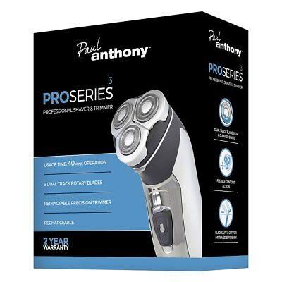 Paul Anthony 'Pro Series 3' Titanium Mens Cordless Rotary Shaver with Mains Charger