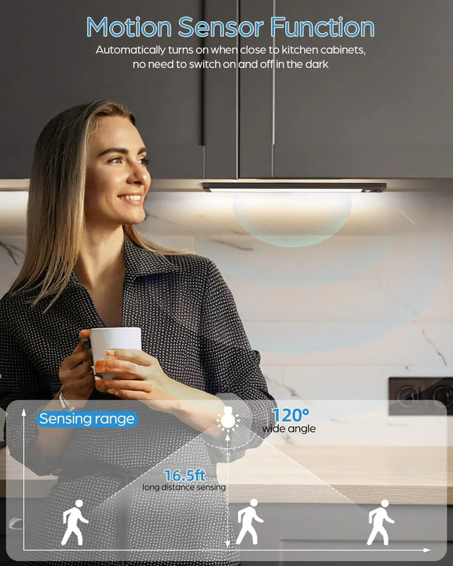 Wireless Motion Sensor Under Cabinet Closet Kitchen Counter LED Night Light 2 Pk