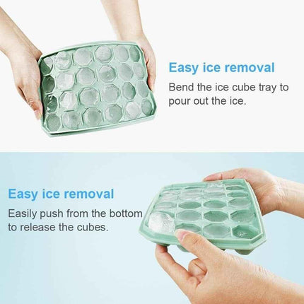 Reusable Ice Cube Trays with No Spill Lid Easy Release 48 Cubes Whiskey Cocktail