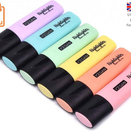 Pastel Highlighters Chisel Tip Markers Quick Drying 6 Colour Set for Creativity