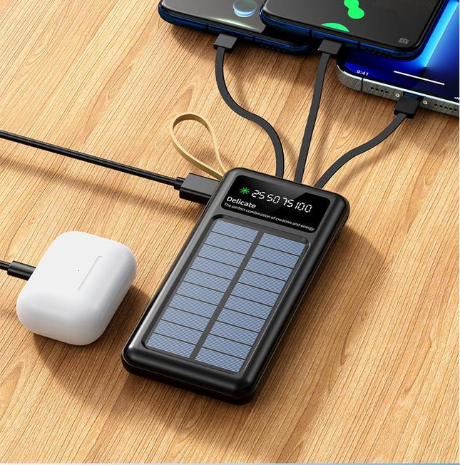 WYEFLUX 10000mAh Portable LED Light & Power Bank with Built-In Cables (USB, USB-C and 8-Pin)