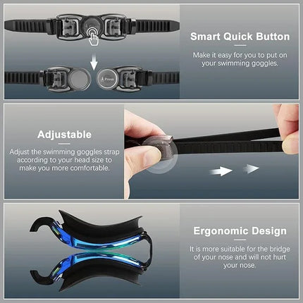 Swimming Goggles 2 Pk for Adult Men Women Kids Anti-Fog UV Protection No Leaking