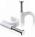 Round Cable Clips White 8mm 100 Pcs for Ethernet Telephone Cable TV Wire etc