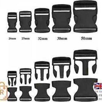Side Release Buckles Clips for Webbing Strap Squeeze Fasteners Delrin 5 Sizes