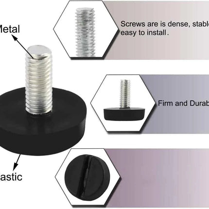 M6 x 20mm Adjustable Levelling Feet – Furniture/Table Screw-On Levellers 4pcs