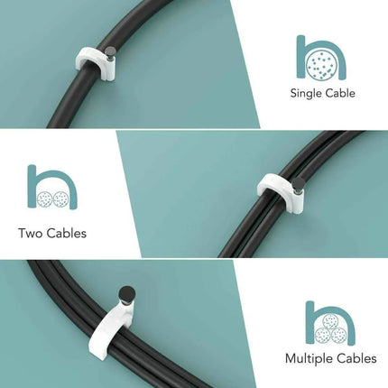 Round Cable Clips White 8mm 100 Pcs for Ethernet Telephone Cable TV Wire etc
