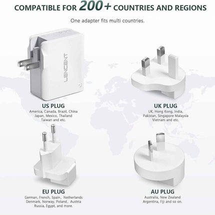 USB Charger 4 Ports Worldwide Universal Adapters Includes UK EU US AUS 22W/5V