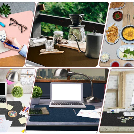 Desk Protector Waterproof Desk Pad Premium PU Leather Colour Titanium Silver