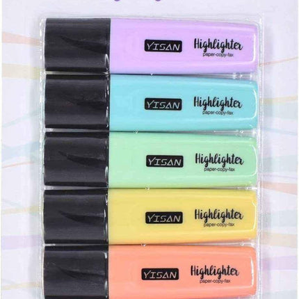 Pastel Highlighters Chisel Tip Markers Quick Drying 6 Colour Set for Creativity