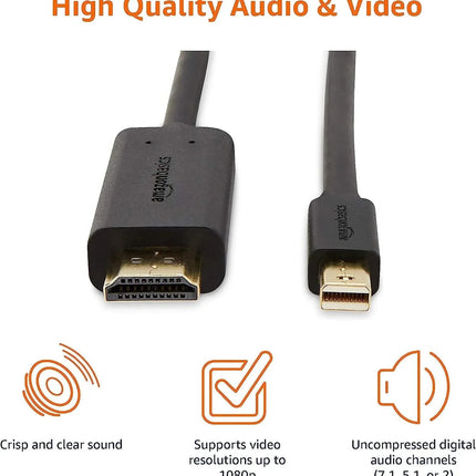 Mini DisplayPort to HDMI Cable Works With MacBook, MS Surface Dock 0.9m/3ft