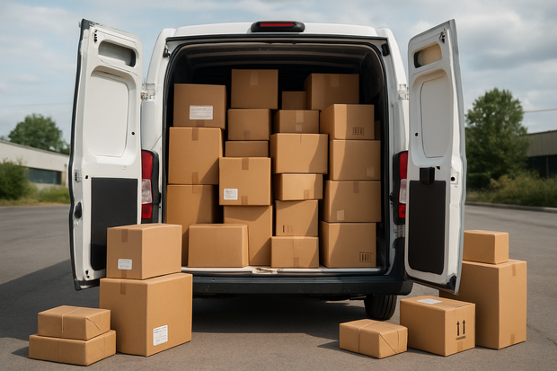 delivery van with lots of parcels