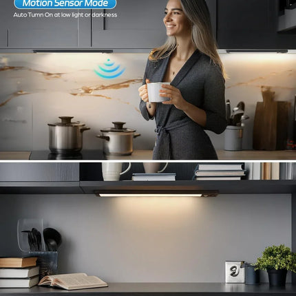 Wireless Motion Sensor Under Cabinet Closet Kitchen Counter LED Night Light 2 Pk