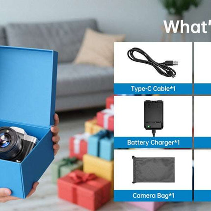 4K 64MP Digital Camera WiFi Autofocus Vlogging Camera Flip Screen 64GB Aureapix